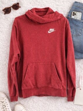 Nike Funnel Neck Hoodie Sweatshirt Red Women’s Medium